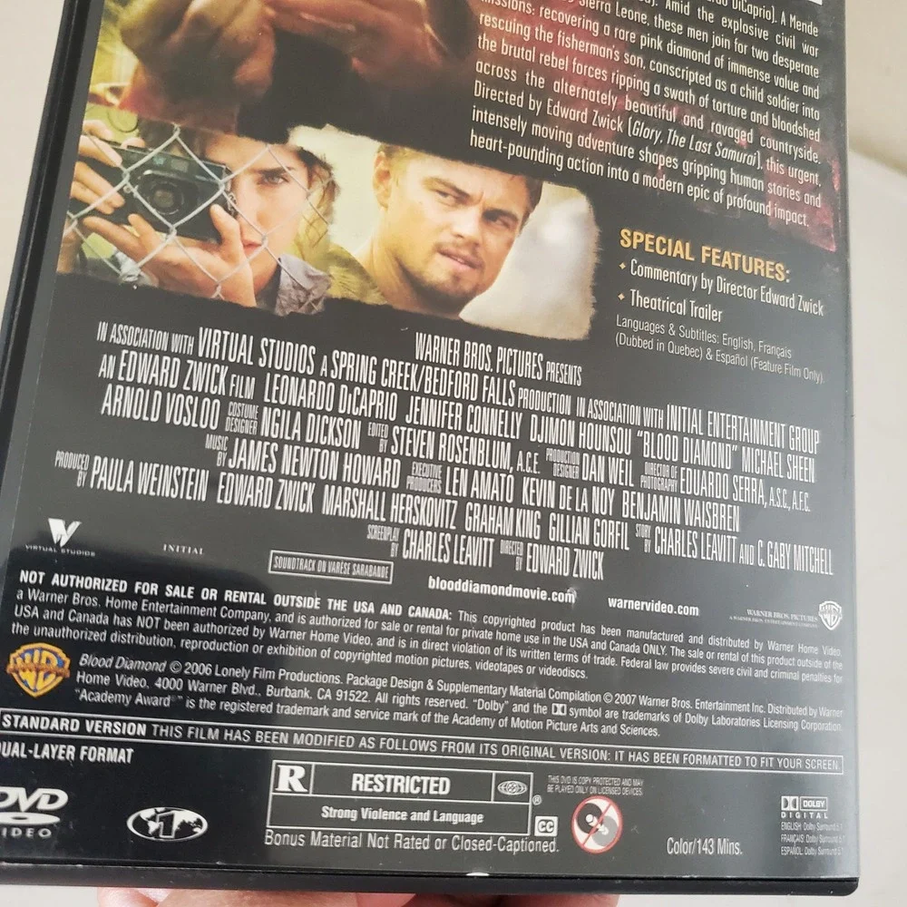 Blood Diamond DVD 2006 Full Screen Leonardo DiCaprio Jennifer Connelly Warner Br - Picture 6 of 8
